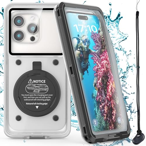 Professional Underwater Snorkeling Diving Phone Case for iPhone 15/14/13/12/11 Pro Max/XR/XS/X Samsung Galaxy S24/S23/S22/S21, Scuba Dive Waterproof Case Underwater Photo & Video Housing (Black)