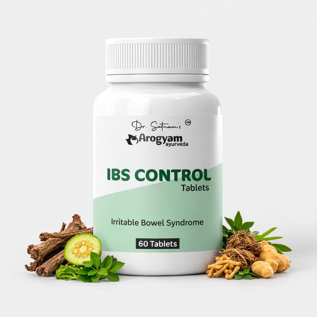 Dr. Satnam's Arogyam Ayurveda IBS Control Tablets | Herbal Digestive Support for Gut Health & Bowel Balance | With Kutaj, Bilwa, Brahmi & Sonth | 60 Tablets