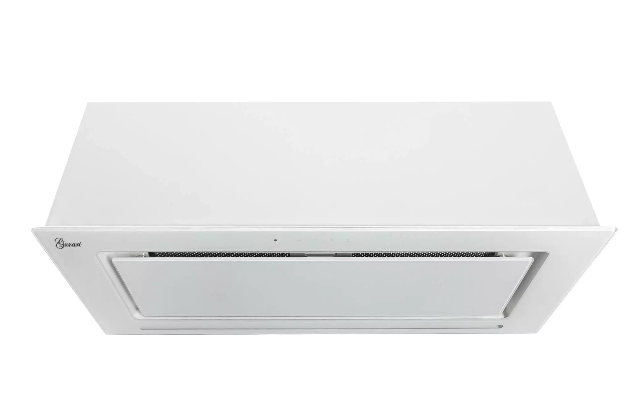 GURARI Campana Extractora 217 WH 90 Pr - Empotrada 90 cm, Blanco, Cristal, 1000 m³/h, Tiras LED, Mando a Distancia