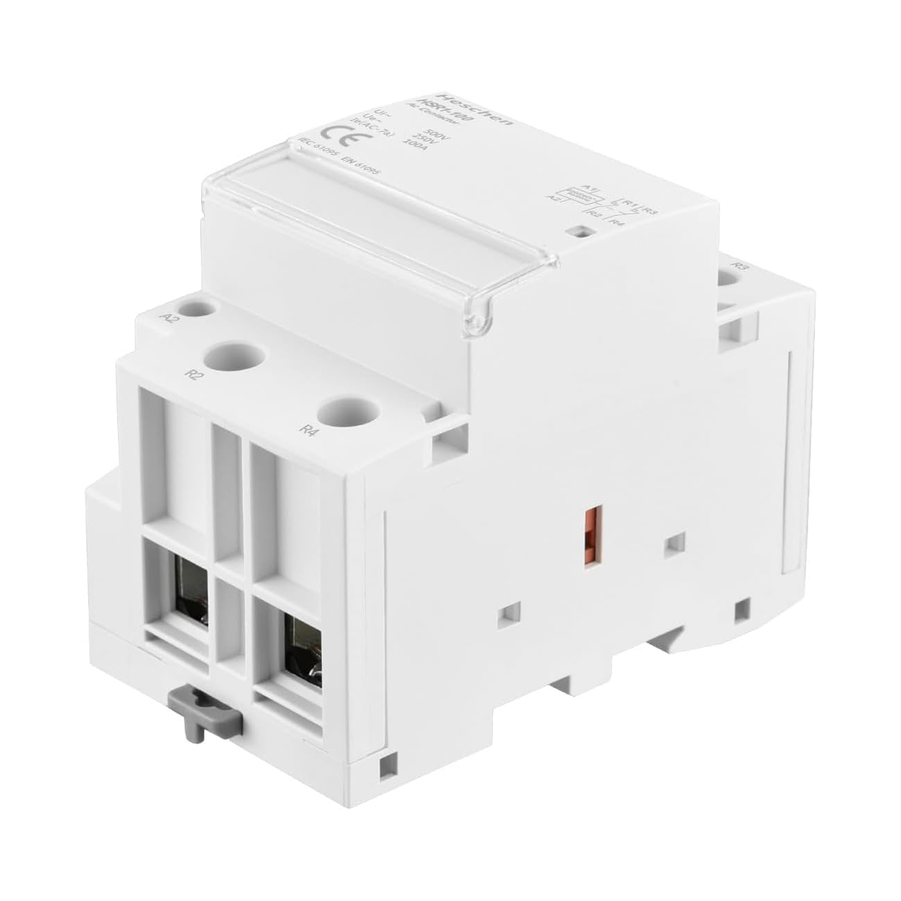 Heschen Contactor de CA para el hogar, HSR1-100, Ie 100A, 2 polos, dos normalmente cerrados, voltaje de bobina de AC 220V, montaje en riel DIN de 35mm