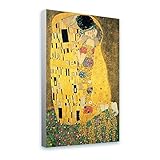 Alonline Art - The Kiss (Full) by Gustav Klimt | print on canvas | Ready to frame (synthetic, Rolled) | 12'x20' - 30x51cm | Wall art home decor for bedroom or for living room | artwork picture HD