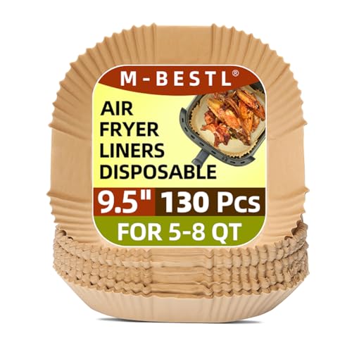 9.5 Inch Paper Air Fryer Liners Disposable,130 Pcs Square Air Fryer Parchment Liners, Suitable for...