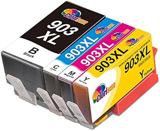 Clorisun 903XL Ink Cartridges Multipack for HP 903 XL Ink Cartridges for HP OfficeJet Pro 6970 6960 OfficeJet 6950 All-in-One Printer ( Black Cyan Magenta Yellow, 4 Pack) New Chip!
