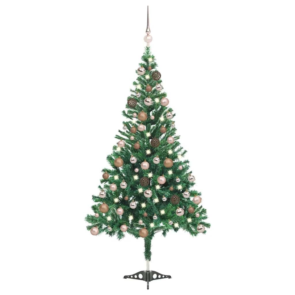 Arbre de Noël artificiel pour salon avec boules doré rose et lumières