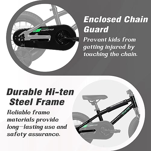 Image of 12 14 16 18 Inch Kids Bike BMX Style Bicycle with Training Wheels Coaster Brake for 2-10 Years Old Toddlers Boys Girls Multiple Colors