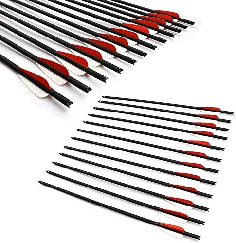 JY-Sports Crossbow Bolts 16” Inch Archery Hunting Arrow Game Arrow Shaft and Target Arrow Shaft Replaceable Tips for Crossbow 12Pcs/Box