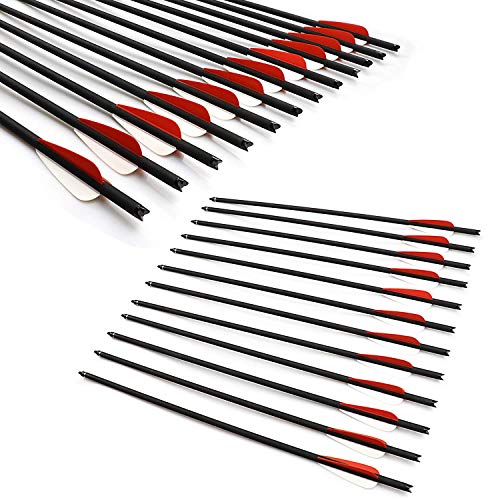JY-Sports Crossbow Bolts 16'' Inch Archery Hunting Arrow Game Arrow Shaft and Target Arrow Shaft Replaceable Tips for Crossbow 12Pcs/Box