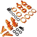 GTBRacing CNC Aluminum Front Rear Wheel Hub Carrier C-Hub Mount Sets for 1:5 RC Car HPI KM Rovan Baja 5B 5T 5SC Buggy Truck Part (Orange)