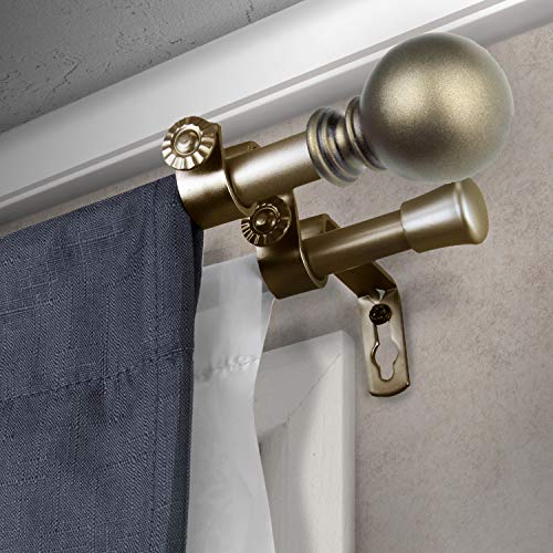 Rod Desyne Luna Double Curtain Rod, 84-120 Inch, Antique Gold #TOP3