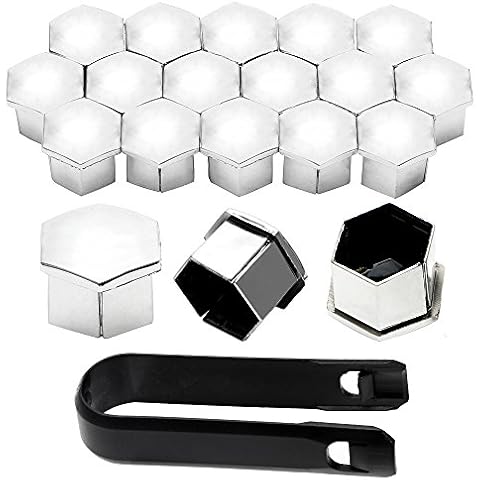 NOPNOG Car Wheel Nut Cap Car Hub Bolt Cover Silver ABS Set of 15, for Citroen C4l C5 C2 Peugeot 207 301 307 308 408 508 3008 Cover