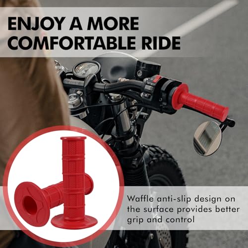 Image of 2PCS Non-Slip Rubber Motorcycle Handlebar Grips, Universal Fit for Motorcycle, Dirt Bike, ATV, Powersports Accessories (Red)