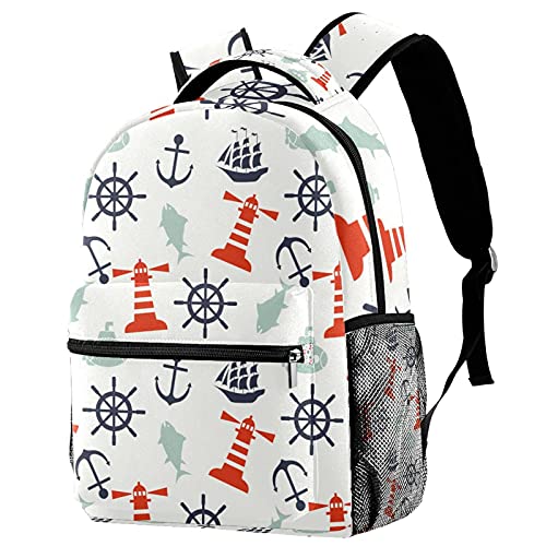Sac à dos ordinateur 14 pouces imprimé maritime phare et ancre