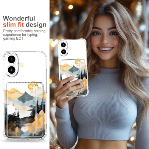 Hungo Compatible for iPhone 17 Case Wallet with Card Holder,Ultra Thin Slim Cute Girly Skin Cases Protector with Airbag Bumper for Women Girls (Clear Pine Trees Mountain) by Hungo - Used condition - Image 6