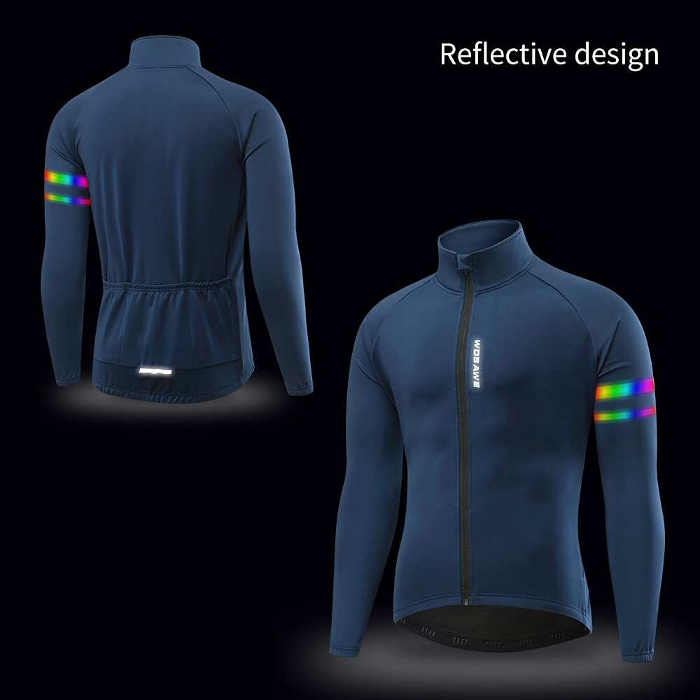 WOSAWE Veste de Cyclisme pour Homme Coupe-Vent Thermique Polaire Veste de Sport Hiver Réfléchissant Vélo VTT Manteau