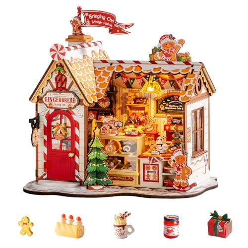 Rolife Miniatur Haus Weihnachtslebkuchenhaus, 250-teiliges Mini Haus Selber Bauen Bastelset Erwachsene für Jugendliche Kein Kleber erforderlich, Puppenhaus Tiny House Bausatz 3D Puzzle Weihnachtsdeko Rolife Miniatur Haus Weihnachtslebkuchenhaus, 250-teiliges Mini Haus Selber Bauen Bastelset Erwachsene für Jugendliche Kein Kleber erforderlich, Puppenhaus Tiny House Bausatz 3D Puzzle Weihnachtsdeko