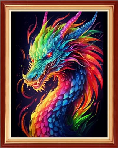 Image of Artvxeay Stamped Cross Stitch Kits Beginners Full Range of Embroidery Starter Kits for Adults Printed Cross Stitching DIY Needlepoint Kit 11CT- (Rainbow Dragon 16x20 inch)