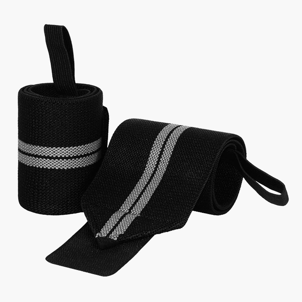 Sporto Fitness Wrist Support Wraps Weightlifting S-32 - Best Support for Gym & Crossfit - for Men & Women (Grey Black) (B0C4DN1J1M) Amazon Price History, Amazon Price Tracker