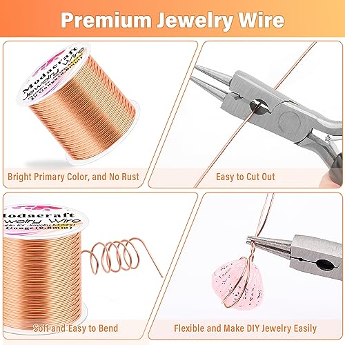 Image of Modacraft 20 Gauge Copper Wire for Jewelry Making with Versatile Pliers 82FT /0.8mm Craft Jewelry Wire Tarnish Resistant Stainless Steel Copper Wire for Gardening Electroculture Jewelry Making Supplies