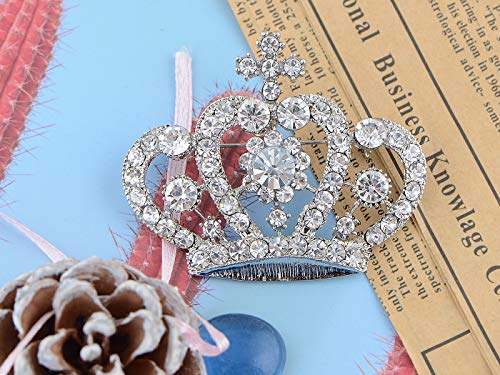 Image of Alilang Amethyst Purple Multi-Colored Crystal Rhinestone Royal Princess Queen Crown Brooch Pin