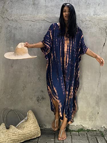 Image of Kaftan Dresses for Women Plus Size Summer Beach Dress with Print and Swim Cover Ups