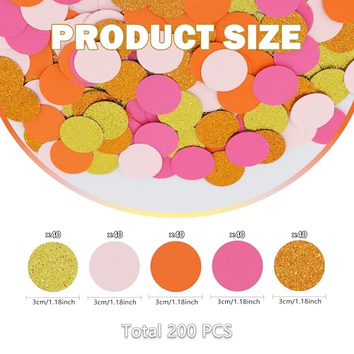 Image of 200Pcs Glitter Pink Orange Gold Table confetti,Paper Circle Dots Confetti for Birthday Party Halloween Bachelorette Wedding Baby Shower Graduation Decorations