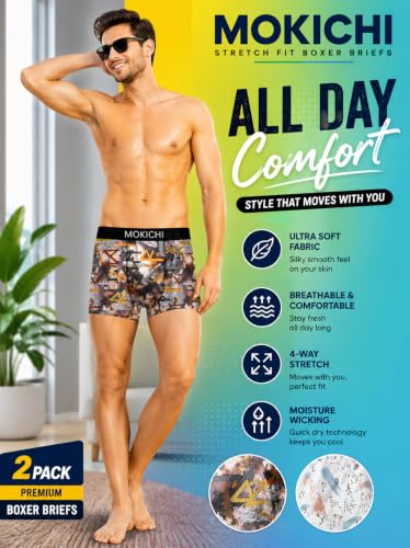Image of Men's Printed Trunks, Pack of 2 | Abstract Geometric Design | Stretchable Elastic Waistband | Comfortable Regular Fit Underwear