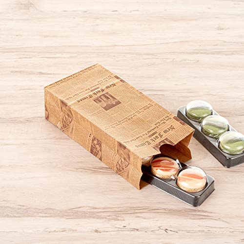 Bag Tek 2 Lb Disposable Lunch Bags, 100 Sturdy Take Out Bags - Flat Bottom, Microwavable, Kraft Newsprint Design Paper Bags, Freezable, Great For Restaurants, Cafes, And Bakeries - Restaurantware by Restaurantware - Image 7