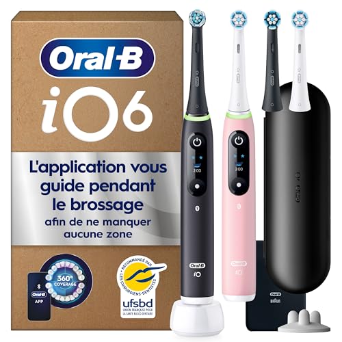 Oral-B brosses à dents électriques iO 6 avec 4 brossettes et étui de voyage