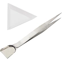 10pcs White Triangle Bead Sorting Trays and 1pcs Silver Color Handy Tweezer with Scoop, Craft Beading Tweezers, Jewelry Tweezers for Seed Beads Diamond Jewelry Making, Pick up Beads Tools Supplies