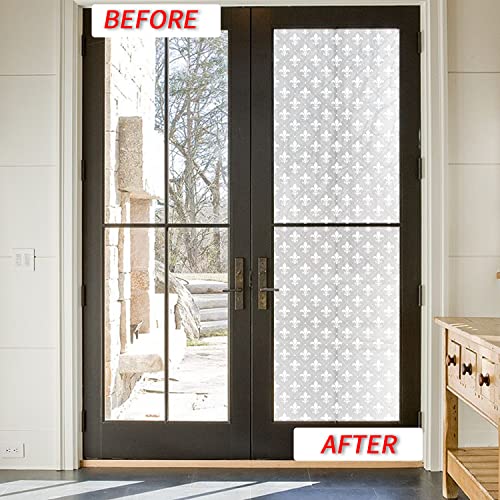 Chicskin Pure White Frosted Privacy Stained Glass Window Film, Removable Static Cling Glass Decals Decor For Glass Window Door, Abstract Floral 78.74"X22.83" #TOP4