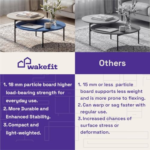 Image of Wakefit Center Table | 1 Yr Warranty | Coffee Table for Living Room Wooden, Tea Table for Living Room Wooden, Sofa Table, Free Installation from Brand, Modern Multi-Functional & Wobble-Free(Arkive)