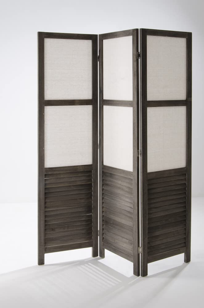 VERDELOOK | Paravento Turandot a 3 Ante in Legno e Tessuto con Cerniere, 132x6x170 cm, Separè