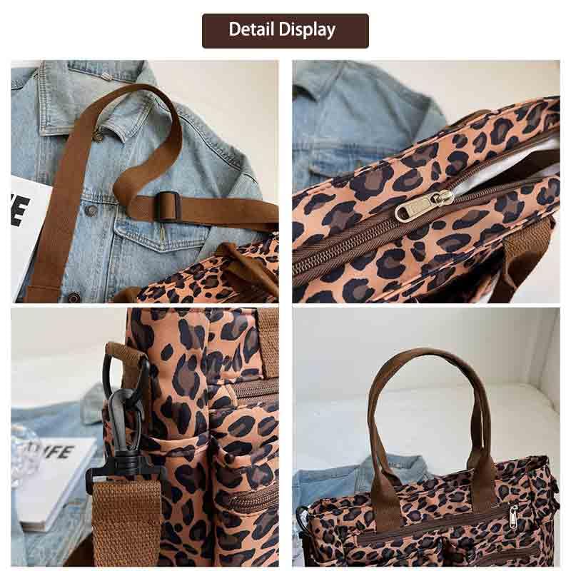 Bolso tote grande estampado leopardo para mujer miniatura 5