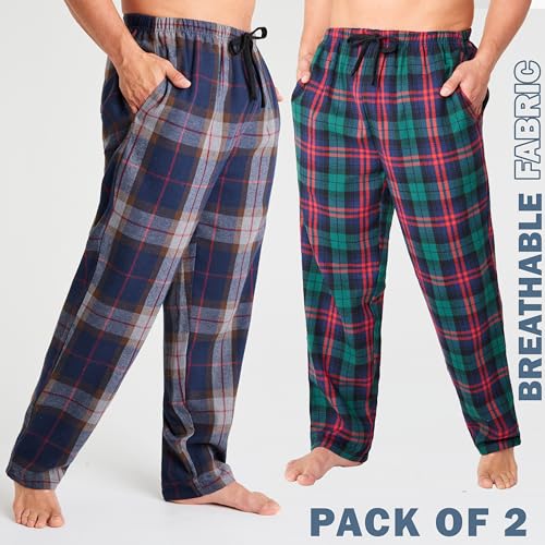 Image of Get Trend 2-Pack Pajama Pants for Men, Teens, M-3XL Lounge Bottoms for Sleepwear, Soft PJ Pants with Pockets, Gifts for Men