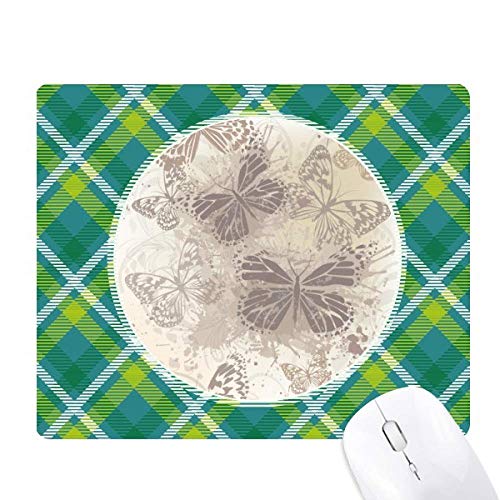 Tapis de souris pixel grille verte et papillon vintage gris élégant pour bureau