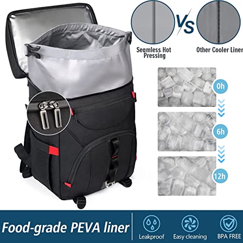 Cooler Backpack 52 Cans, Backpack Cooler Insulated Leak Proof With 5 Ice Packs, Large Backpack Lunch Bag With Warm/Cool Compartments, Soft Cooler Bag For Men Women Work, Hiking, Beach, Camping,Picnics #TOP1