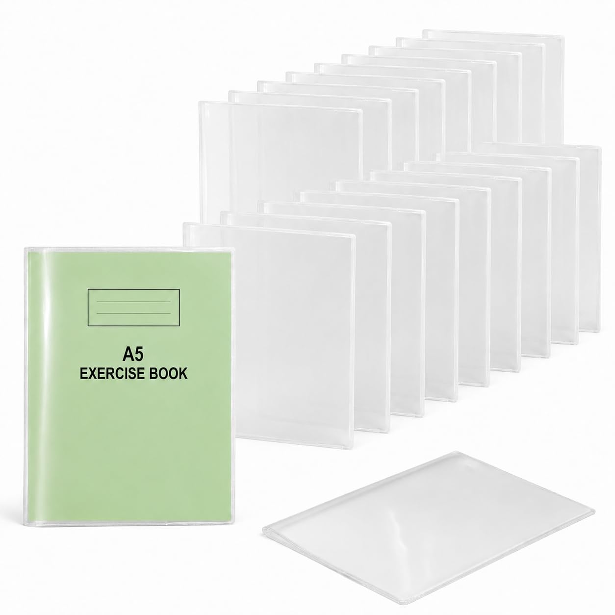 EXERZ A5 Exercise Book Covers 20 Pack Clear PVC for Notebooks