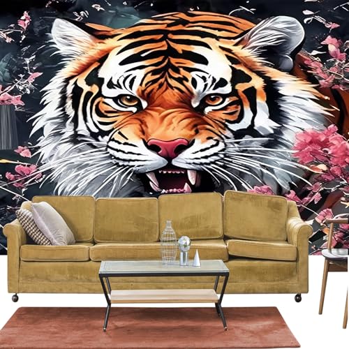 Papier peint tigre à fleurs pour métamorphoser un salon