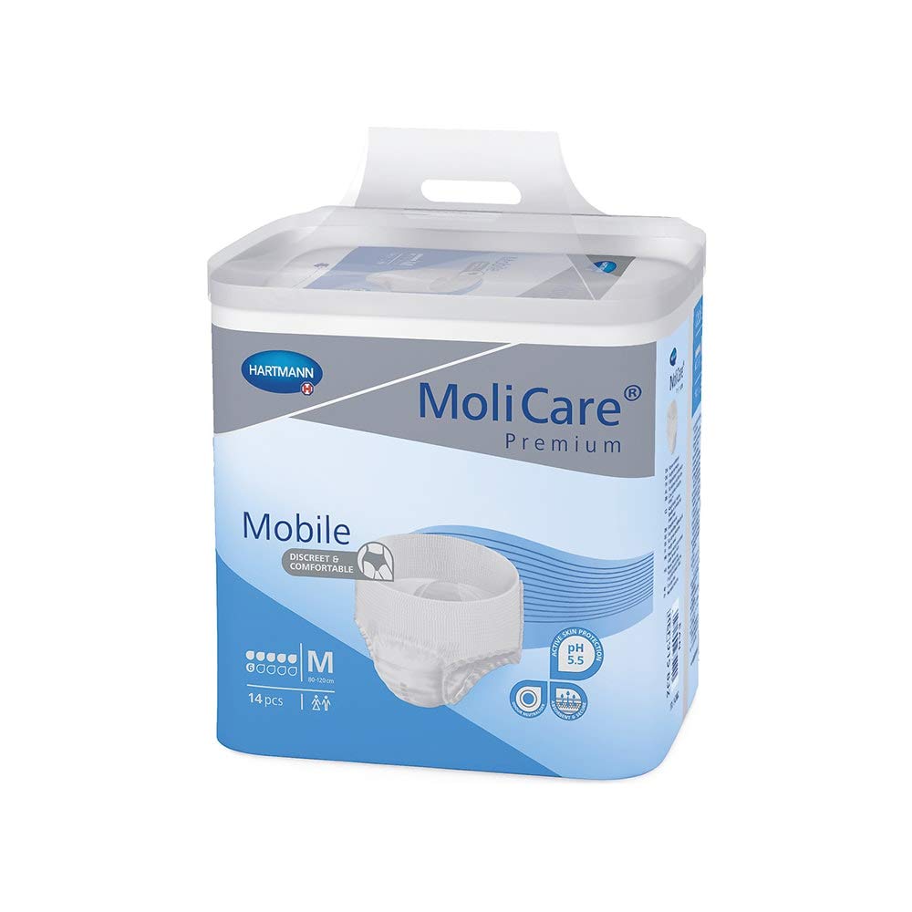 MoliCare Ropa interior desechable móvil de alta calidad: uso discreto para mujeres y hombres con incontinencia; 6 gotas, talla M, paquete de 42