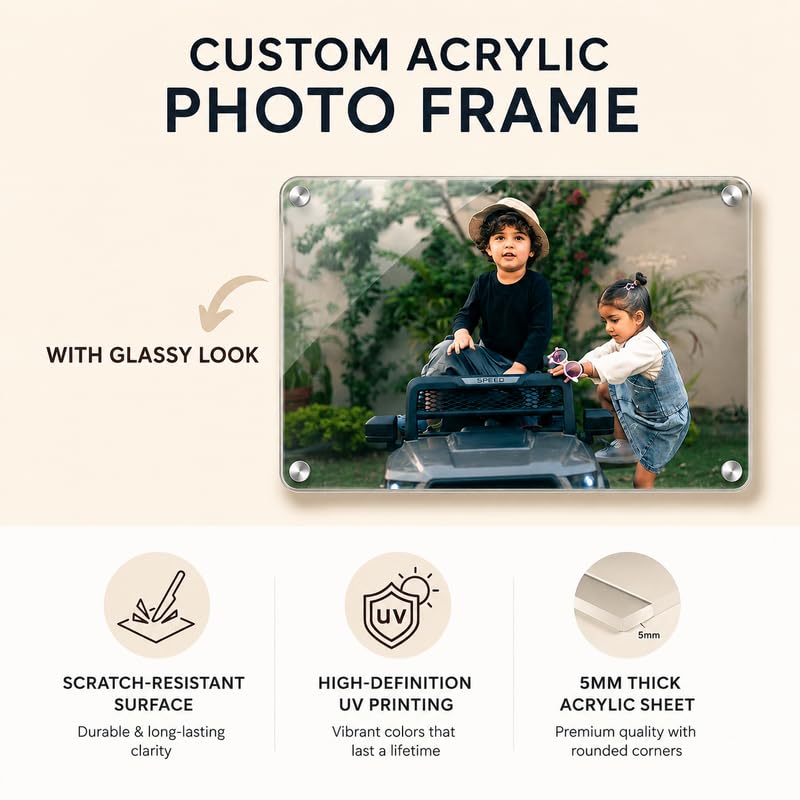 Image of Giftplease Customized Acrylic Photo Frame 24x36 Inch | Personalized Wall Photo Print | 5mm Premium Clear Acrylic | Wedding, Anniversary, Couple & Family Picture Frame for Home Decor