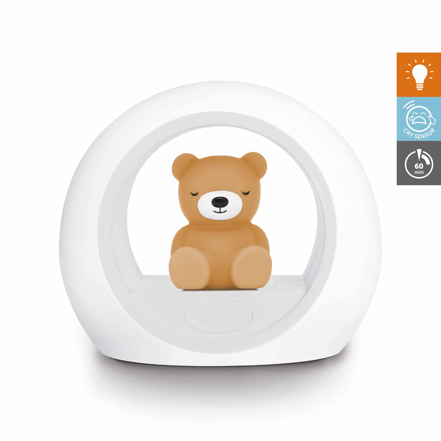 ZAZU Veilleuse Billy l'ours – Effrayez l'obscurité avec Billy | Arrêt automatique et capteur de pleurs | Deux luminosités réglables | Veilleuse activée par les pleurs | Cadeau d'aide au sommeil pour