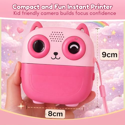 Image of TOYTONIC Instant Photo Camera for Kids with Print - Thermal Printer Toy with Non-Sticky Paper Rolls (1 in-Built + 1 Extra), 1080p Video, Games, Rechargeable - Gift to Boys & Girls Ages 6-12(Assorted)