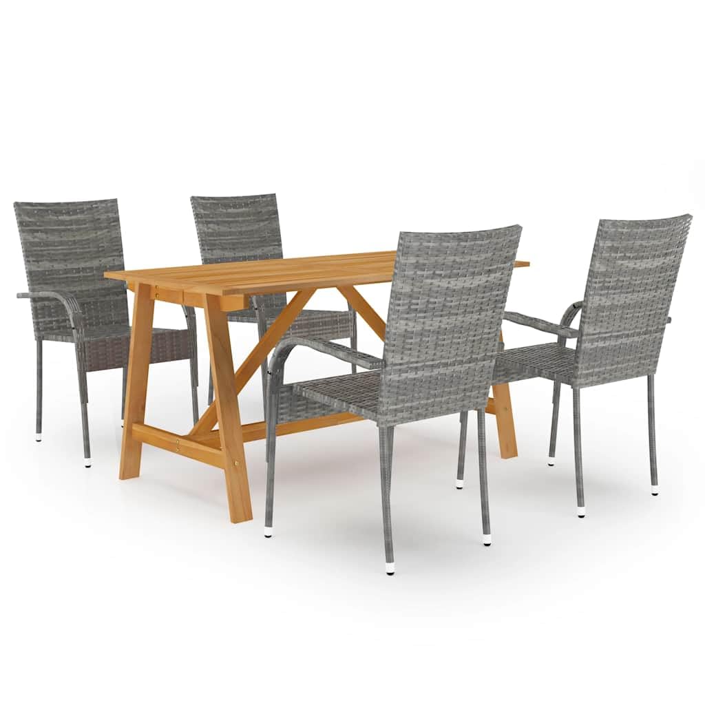 Ensemble de salle à manger de jardin 5 pcs résistant couleur gris
