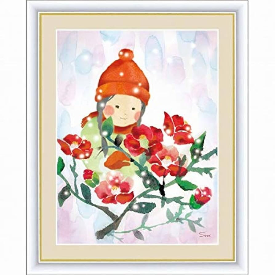 Amazon.co.jp: 榎本早織『椿と少女』高精彩工芸画+手彩 人物画