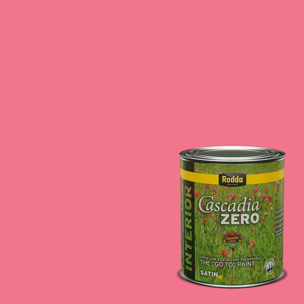 Rodda PaintCASCADIA ZERO Interior Satin Paint & Primer in One, Quart, Pink Explosion