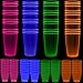 Neon Party Cups - 96 Pack - 48 Soft 18 OZ Beer Cups and 48 Hard plastic 1 OZ Shot Glasses - UV Reactive Blacklight Colors - Pink, Green, Blue, Orange - Birthdays, Clubs, 80s Festivals, Beer Pong, Etc.