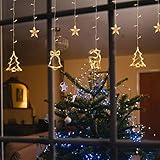 Salcar イルミネーションライト 138球 2M*1M カーテン式 星・ツリー・ベル・トナカイの形でクリスマスの雰囲気満々なイルミネーションライト