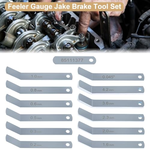Image of Feeler Gauge Jake Brake Tool Set Compatible with Volve Mack MP7 MP8 MP10 D12 D13 D16 Engines Replacement 85111377 88880052 88880053 Intake and Exhaust Valve Adjustment Kit,14PCS