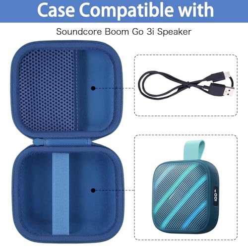 Image of co2CREA for Anker Soundcore Boom Go 3i Portable Bluetooth Speaker Hard Protective Case, Portable Travel Case Replacement (Dark Blue Case)
