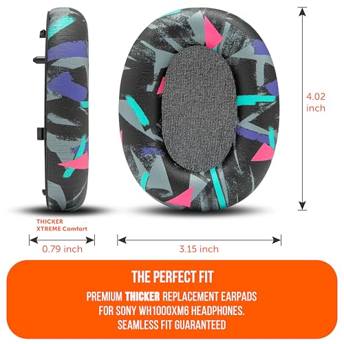 Image of WC PadZ XM6 - Premium Replacement Earpads Compatible with Sony WH-1000XM6 Headphones by Wicked Cushions | Enhanced Comfort, Durable PU Leather & Sound Isolation | 90's Black